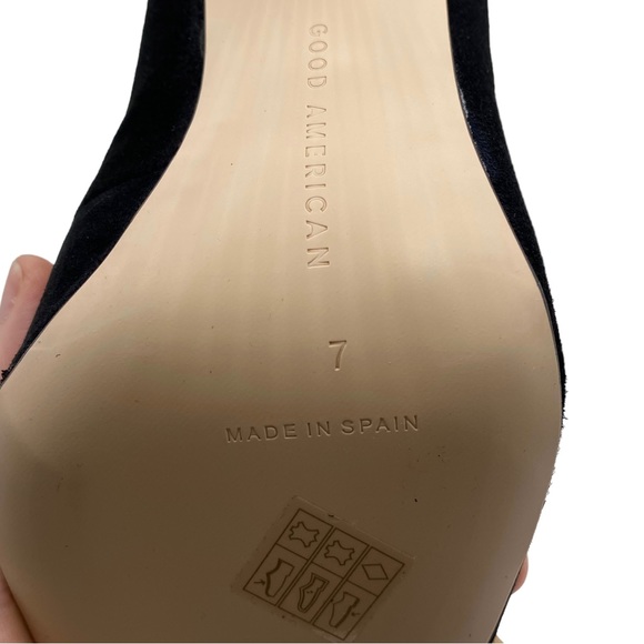 Good American Bootie Scandal Black Suede Leather Lace Up Heeled Ankle Size 7 - Picture 7 of 10